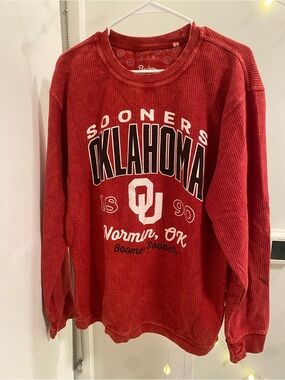 Vintage Oklahoma Sooners Thermal Long Sleeve Shirt Mens Large Pressbox Cotton OU
